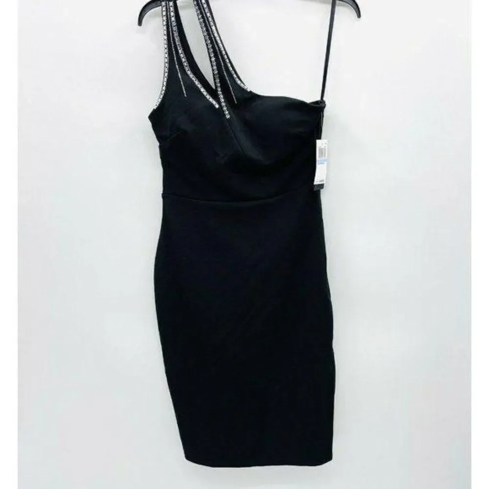 City Studio Juniors Rhinestone One-Shoulder Dress